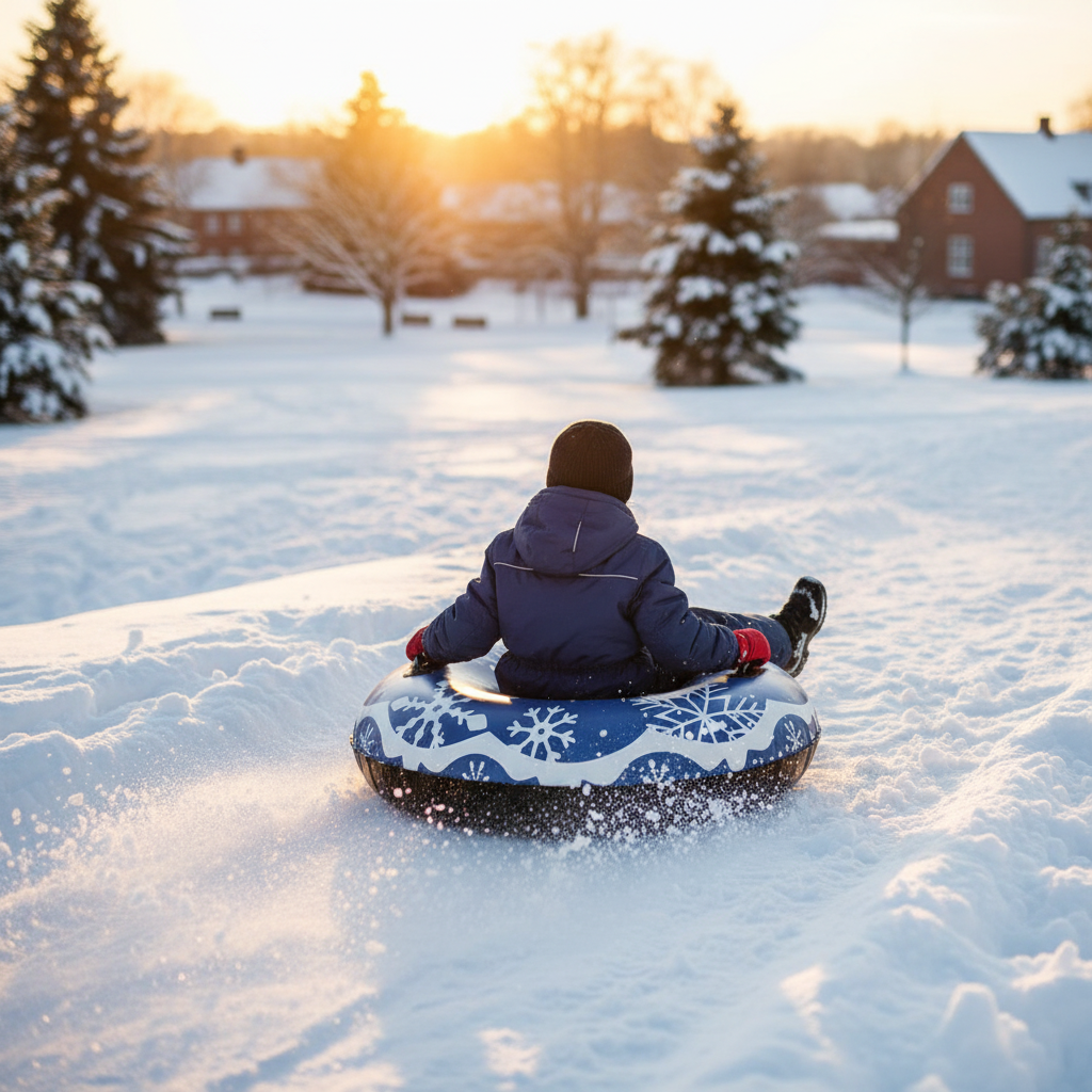 SnowRider Snörube Uppblåsbar 100 cm - Blå med mönster