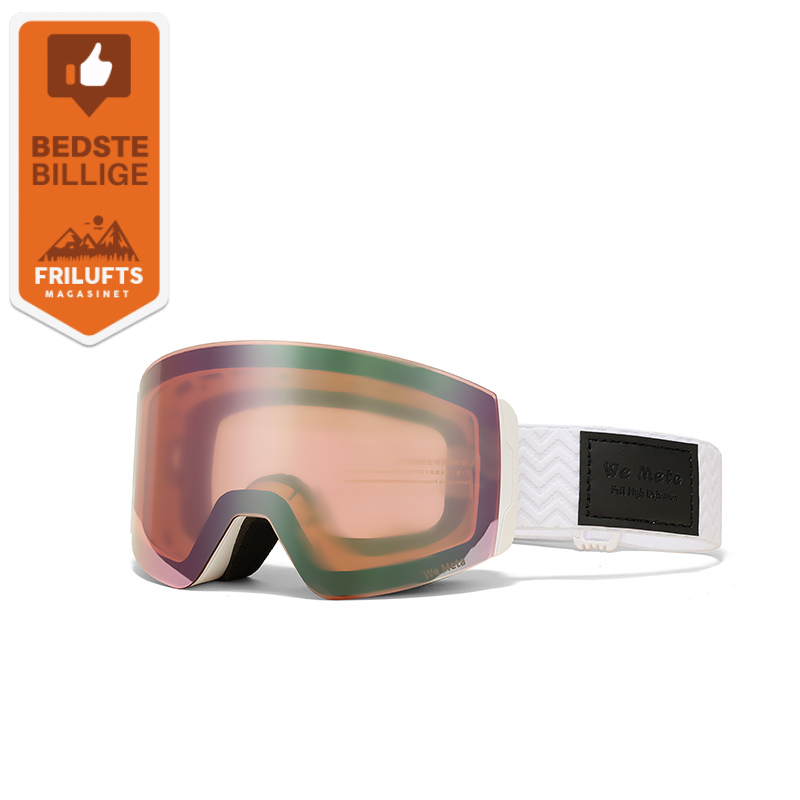 We Meta Skibriller Til Voksne - Hvid med Orange Linse - Med Friluftsmagasinets 'Bedste billige i test' badge