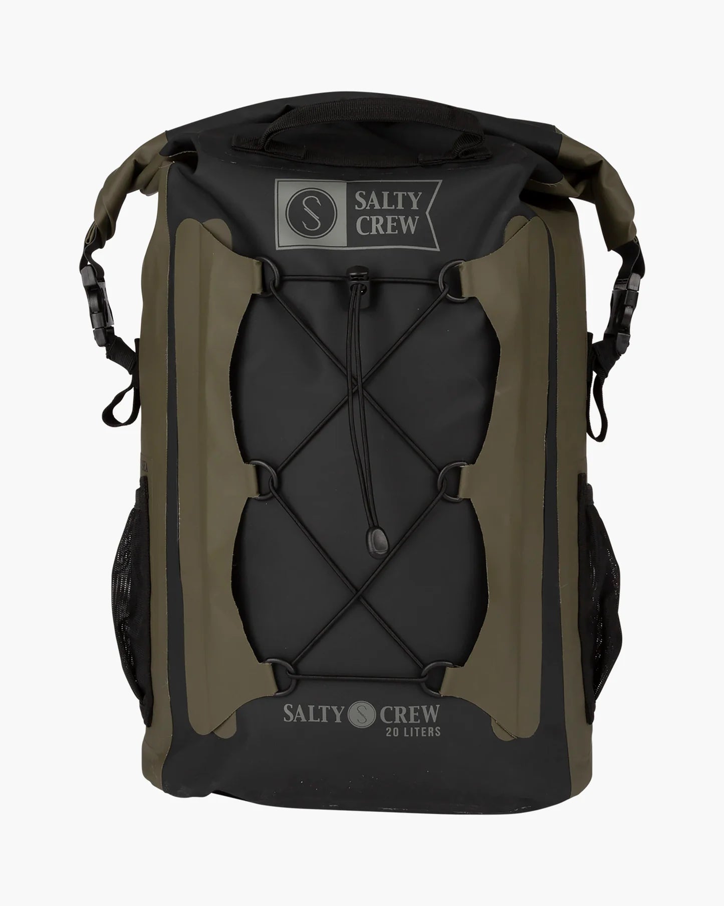Salty Crew Voyager Roll Top Backpack – Black/Military