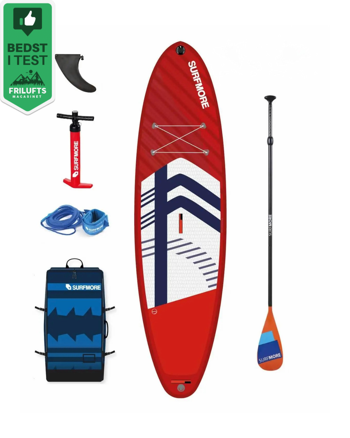 SURFMORE Allround 11'2 x 33 SUP Board - Rød - Med Friluftsmagasinets 'Bedst i test' badge
