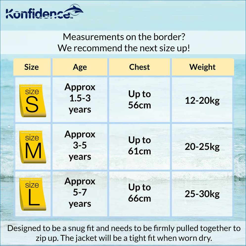 konfidence-svoemmevest-boern-stoerrelsestabel