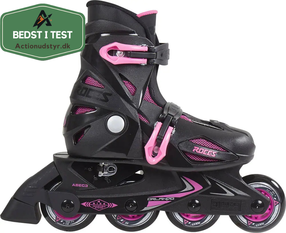 Roces Orlando III Inliners til børn - Sort/Lyserød - Med Actionudstyr.dk 'bedst i test' logo