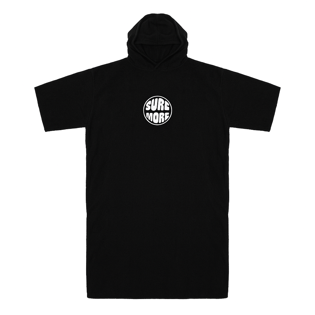 SURFMORE Badeponcho - Bomuld - Med Logo - Sort