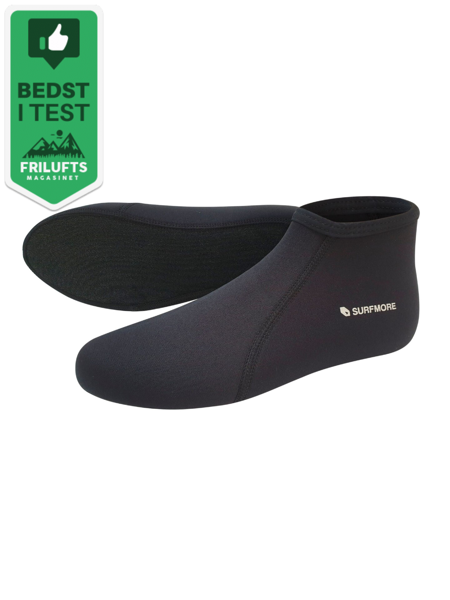 SURFMORE Neopren Sokker 3 mm - Sort - Med Friluftsmagasinets 'Bedst i test' badge