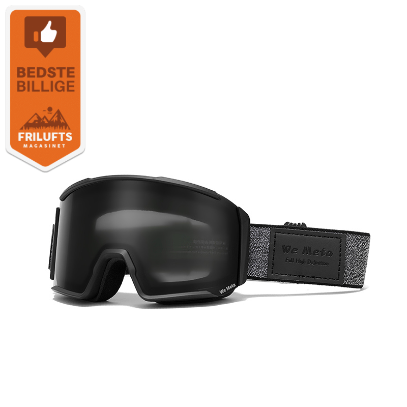 We Meta Skibriller Til Voksne - Sort med Sort Linse - Med Friluftsmagasinets 'Bedste billige i test' badge